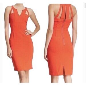 BCBG Orange Sleeveless Bodycon Dress With‎ Strappy Back Detail Size 10